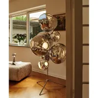 Tom Dixon Melt Chandelier vloerlamp LED 175 cm Zilverkleurig