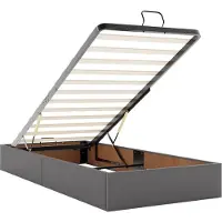 vidaXL Ottoman bed met matrassen 200x200cm kunstleer grijs