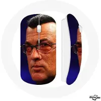 MANIACASE Muis - Steven Seagal - Draadloos - USB WiFi Sleutel - Compatibel met Mac en PC - Blauwe Kleur
