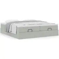 vidaXL Ottoman bed met matrassen 160x200cm fluweel lichtgrijs