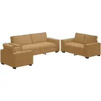 vidaXL 3-delige Loungeset met kussens fluweel bruin