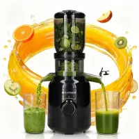 Silvergear Slowjuicer XL 1000ml - BPA-vrij - Stille Sapcentrifuge - Voor Groenten en Fruit - 104mm Vulopening XXL - Fruitpers - Sapmachine - Citruspers Electrisch - Zwart -