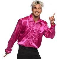 Boland Fuchsia rouche overhemd voor heren L - Carnavalsblouses