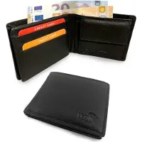LeonDesign - Heren Portemonnee - Portefeuille - Billfold - Zwart - Leer