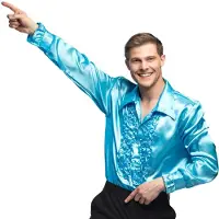 Boland Turquoise rouche overhemd voor heren XL - Carnavalsblouses