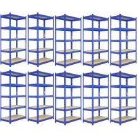 MonsterShop 10x Q-Rax blauw stellingrek, 5 lagen, 200kg/plank, 120x182x50cm, boltloos