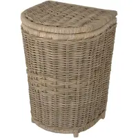 Migo Styling MigoStyling - Wasmand - Halfrond - Grey - Met deksel - Riet - Rotan - Grijs