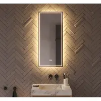 Schaere Badkamerspiegel met directe en indirecte verlichting, verwarming, instelbare lichtkleur en dimfunctie 40×90 cm