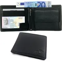 LeonDesign - Portemonnee Heren - Portefeuille - Zwart Leer - 10 Pasjes
