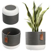 Kadax Bloempot, keramische plantenpot in 2 kleuren, sierpot met decoratieve reliëf, bloempot van keramiek, plantenpot voor kamerplanten, 12 cm, grijs