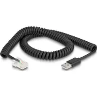 DeLOCK RJ50 to USB 2.0 Type-A Barcode Scanner Coiled Cable 2 m