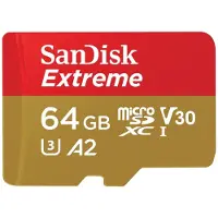 SanDisk 64GB Micro SD Extreme UHS-I U3 V30 A2 Action Cam 170MB/s geheugenkaart + adapter