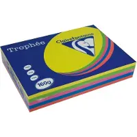 Clairefontaine multipack intens geel/groen/oranje/blauw/roze 160 g/m² (5 x 50 vellen)