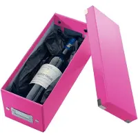 Leitz WOW Click & Store Opbergdoos met Deksel voor CD's - Kartonnen Sorteerdoos voor Spullen - 84% Gerecycled Karton - 14.3 x 35.2 Cm (BxD) - Roze