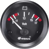 EQUUS 842060 Inbouwmeter (auto) Voltmeter Meetbereik 9 - 17 V Standart Geel, Rood, Groen 52 mm