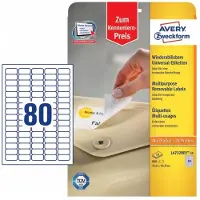Avery Universele etiketten afneembaar L4732REV-10 A4 Wit 3,56 x 32,7 x 1,69 cm 10 Stuks à 80 Etiketten