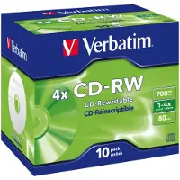 Verbatim 43148 CD-RW disc 700 MB 10 stuk(s) Jewelcase Herschrijfbaar