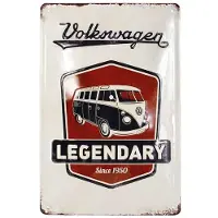 Vw-collect VW Collection - Volkswagen met VW T1 Bulli Bus retro-vintage-motief, VW-verzamelobject, cadeau-idee, vintage decoratie (20x30 cm)