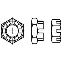 Toolcraft TO-6864324 Kroonmoeren M16 DIN 979 Staal 50 stuk(s)