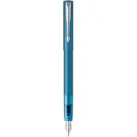 Parker Vector XL vulpen | metallic groenblauwe lak op messing met chroom detail | medium penpunt met blauwe inkt navulling | cadeauverpakking
