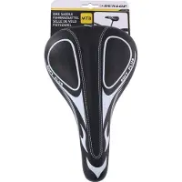 Dunlop Mountainbike Zadel - Fietszadel - MTB Zadel van Kunstleer - Incl. Zadelstrop - Foam Vulling - 27 x 16,5 x 9,6 CM - Zwart/Wit