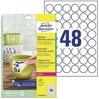 Avery Zweckform L4716REV-20 weerbestendige etiketten A4 Ø 30 mm wit (960 etiketten)