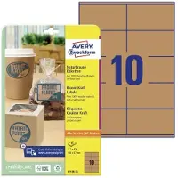 Avery Kraft etiketten L7108-25 Permanent klevend A4 Bruin 105 x 57 mm 25 Vellen à 10 Etiketten