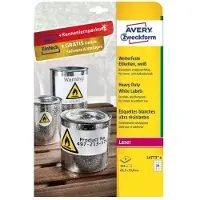 Avery-Zweckform L4773-8 Folie-etiketten 63.5 x 33.9 mm Polyester folie Wit 192 stuk(s) Permanent hechtend Laser (kleur), Laser (zwart/wit), Kopiëren (kleur),