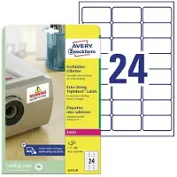 Avery Zweckform Krachtlijm-etiketten voor laserprinters, 63,5 x 33,9 mm