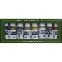 Acrylicos Vallejo 70118 Modelspoor mengkleur Gunmetal, Messing, Gun Metal grijs, Oud-goud, Goud, Zilver, Brons, Koper 8 stuk(s)