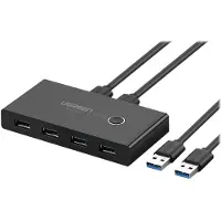 UGREEN - schakelkast - HUB-schakelaar 4x USB 3.2 Gen - 1 - USB-splitter - voor - twee - computers - zwart - (US216 - 30768)