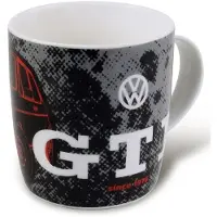 Vw-collect VW Collection – Volkswagen stor keramik kaffe-te-cappuccino-mugg för köket i GTI-design (370 ml/GTI svart/röd)