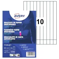 Avery Zweckform Scheurvrije papier polsbandjes TYVPK - Tyvek - 19 x 256 mm – genummerd (niet afdrukbaar) – blauw – 500 stuks