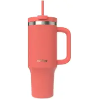 CONTIGO Tumbler Streeterville 1,2 liter met handvat | Roestvrijstalen vacuüm geïsoleerde waterfles met rietje en deksel | Koud voor 29 uur | Reisbeker | Thermosfles | BPA-vrij | Coral