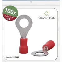 Quadrios 22C443 Ringkabelschoen Dwarsdoorsnede (max.): 1.5 mm² Schachtdiameter: 6.5 mm Deels geïsoleerd Rood 1 set(s)