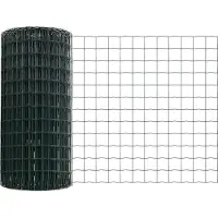 vidaXL Euro-hek met palen 25 x 0,8 m PVC-Coated Staal Groen Mesh