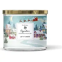 Woodbridge - Luxe Geurkaars Kerst Met 3 lonten LET IT SNOW - citroen ceder kaneel kruidnagel