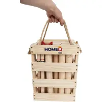 Home>it Kubb Vikingschaakset voor buiten, van FSC-rubberboom met koning, 10 kubbs, 6 werpstokken en markeringspins, robuuste draagtas voor tuin en outdoorspele