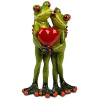 Formano Kikkers - Liefde - Opkikker - Hart - Groen - Beeld - 16x10x6cm - Keramiek