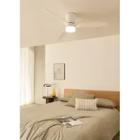 Create - Plafondventilator 40W silent Ø132 cm ABS - Met Verlichting drie temperaturen - Met Wandregelaar - Met Afstandsbediening - 6 Snelheden - Timer - Zomer/Winter functie - Wit - WIND CALM