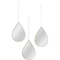Home Deco Factory wandspiegels druppel - set 3x stuks - 19 x 27 cm - goud - kunststof - decoratie - hangspiegel