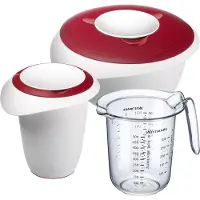 Westmark Bakset, 3-delig: 1 mengkom 2,5 l, 1 tuinpot 1 l, 1 maatkan 1 l, kunststof, wit/rood/helder, 315322E7