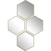 Home Deco Factory wandspiegel set - 4x stuks - D23 cm - hexagon - kunststof - decoratie