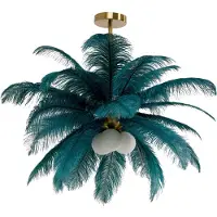 Kare Design hanglamp Feather Palm, dimbaar, groen, Woon-/ Eetkamer, Design, hanglamp