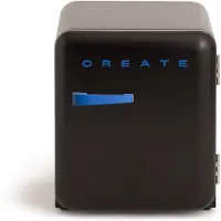 Create - Koelkast in retrostijl - Zwart - Handvat Kobaltblauw - FRIDGE RETRO 48L