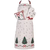 Clayre & Eef Keukenschort 70x85 cm Beige Katoen Kerst