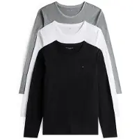 Tommy Hilfiger 3-pack Ls Tee White/black/grey Heather Maat: XS | Longsleeves Outlet | Heren | Wit