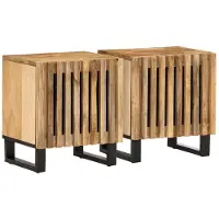 vidaXL Nachtkastjes 2 st 40x34x46 cm massief ruw mangohout