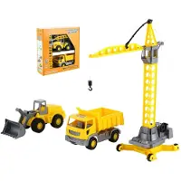 Wader constructieset 3-delig met kraan - kiepwagen - bulldozer