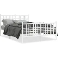 vidaXL Bedframe met hoofd- en voeteneinde metaal wit 137x190 cm
